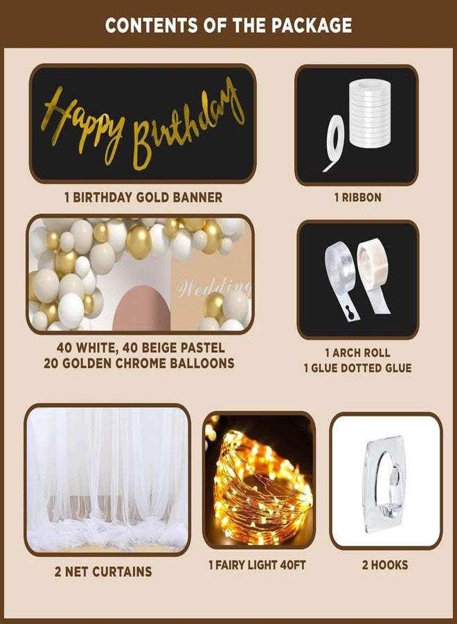 Selibration مجموعة زينة عيد ميلاد (109 قطعة) بالونات ولافتة باللونين البيج والأبيض، مجموعة متكاملة لعيد ميلاد الأطفال والزوج والزوجة للاحتفال بحفلة ذات طابع خاص - Image 5